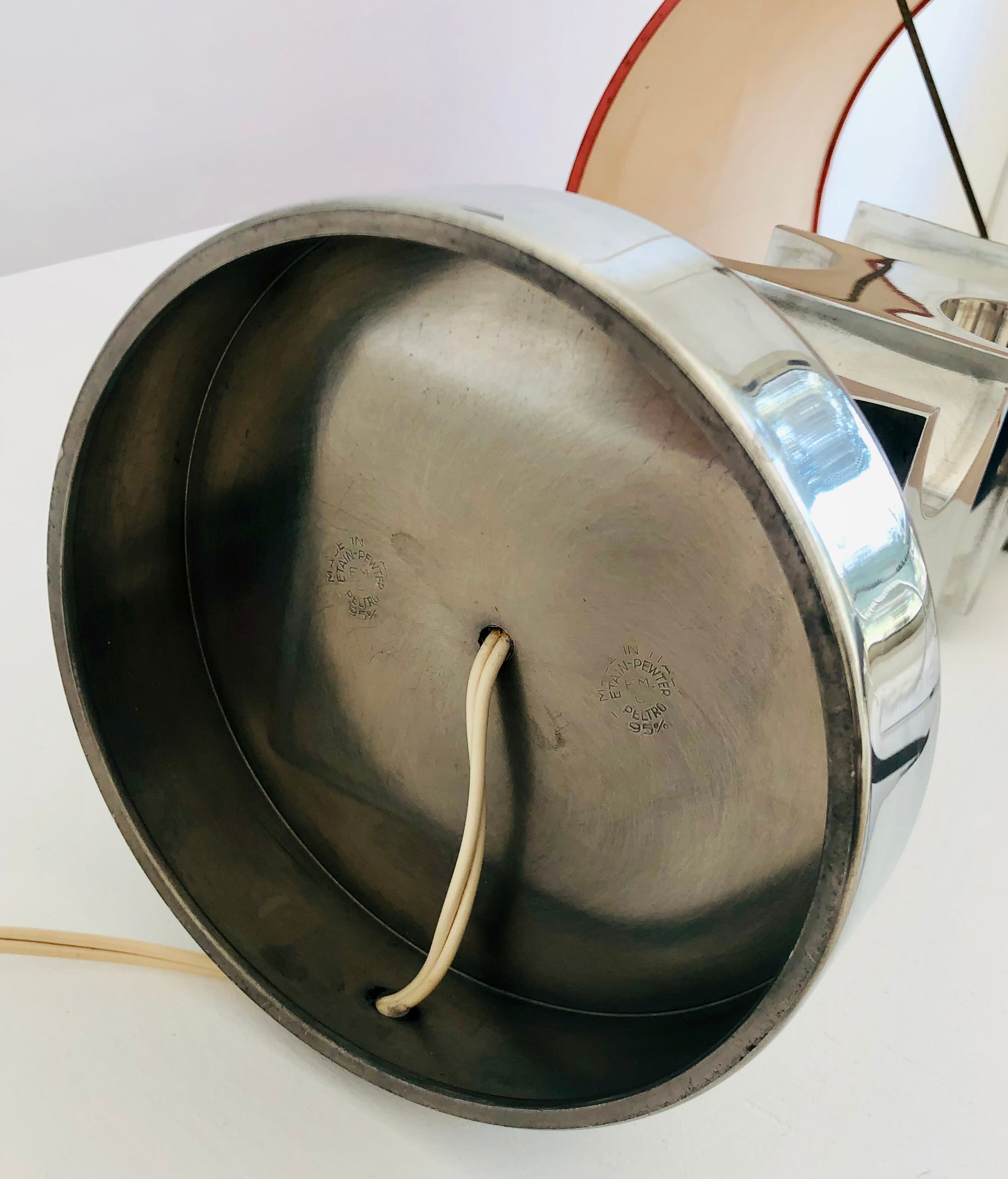 Vintage living room lamp pewter base, Italy 60s