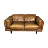 Vintage 2-seater sofa 80 S in camel leather