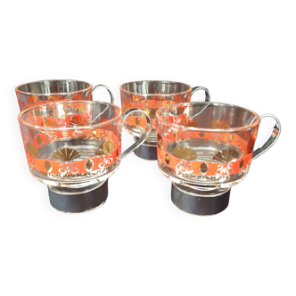 Set of 4 glasses or cups with removable handles