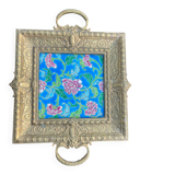 Antique bronze and faience vide-poche from Gien.