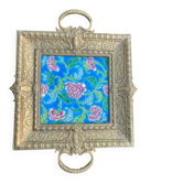 Antique bronze and faience vide-poche from Gien.