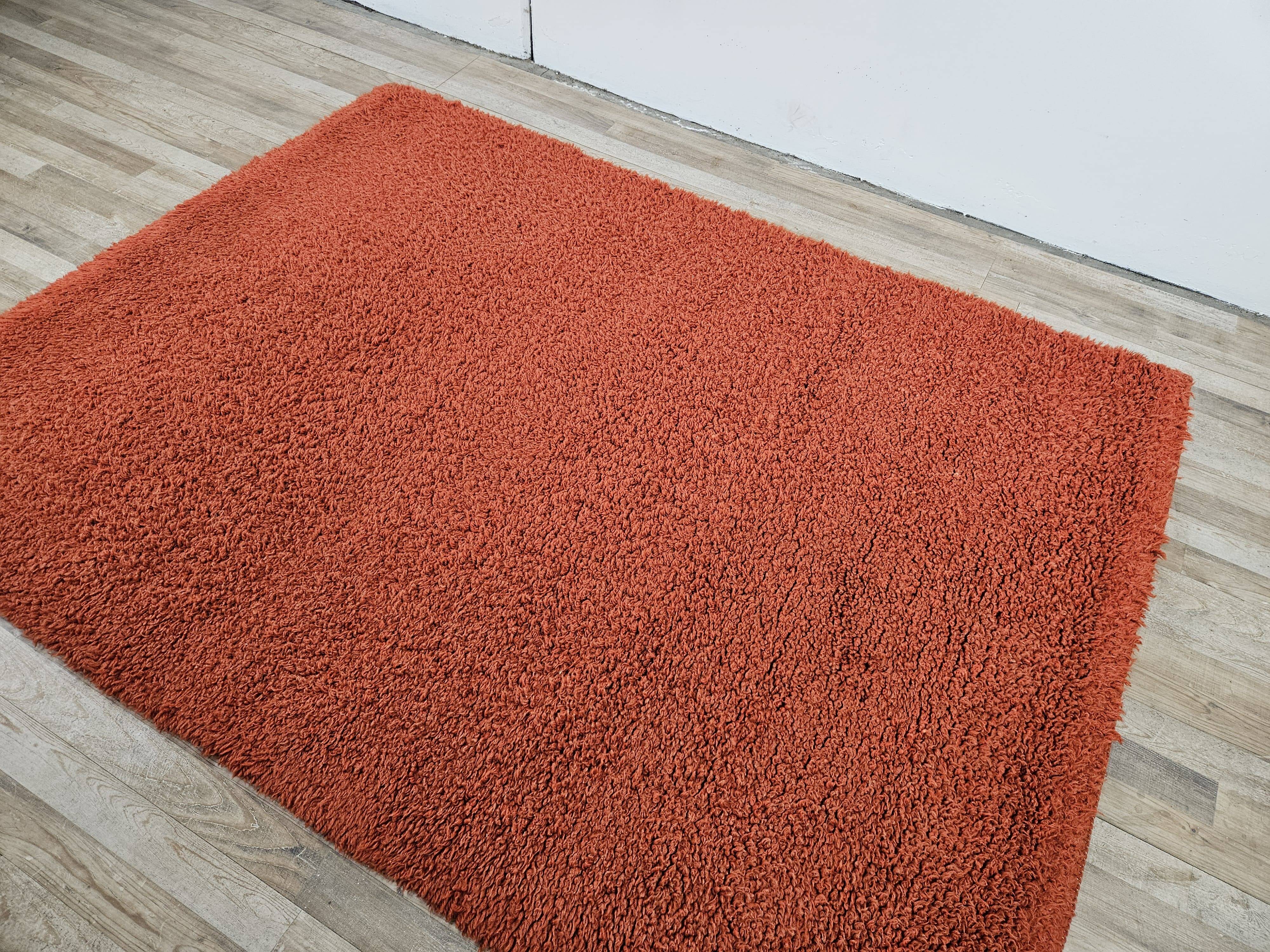 Vintage 70's Italian Red Wool Rug