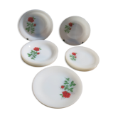 Lot de 25 assiettes arcopal rose rouge