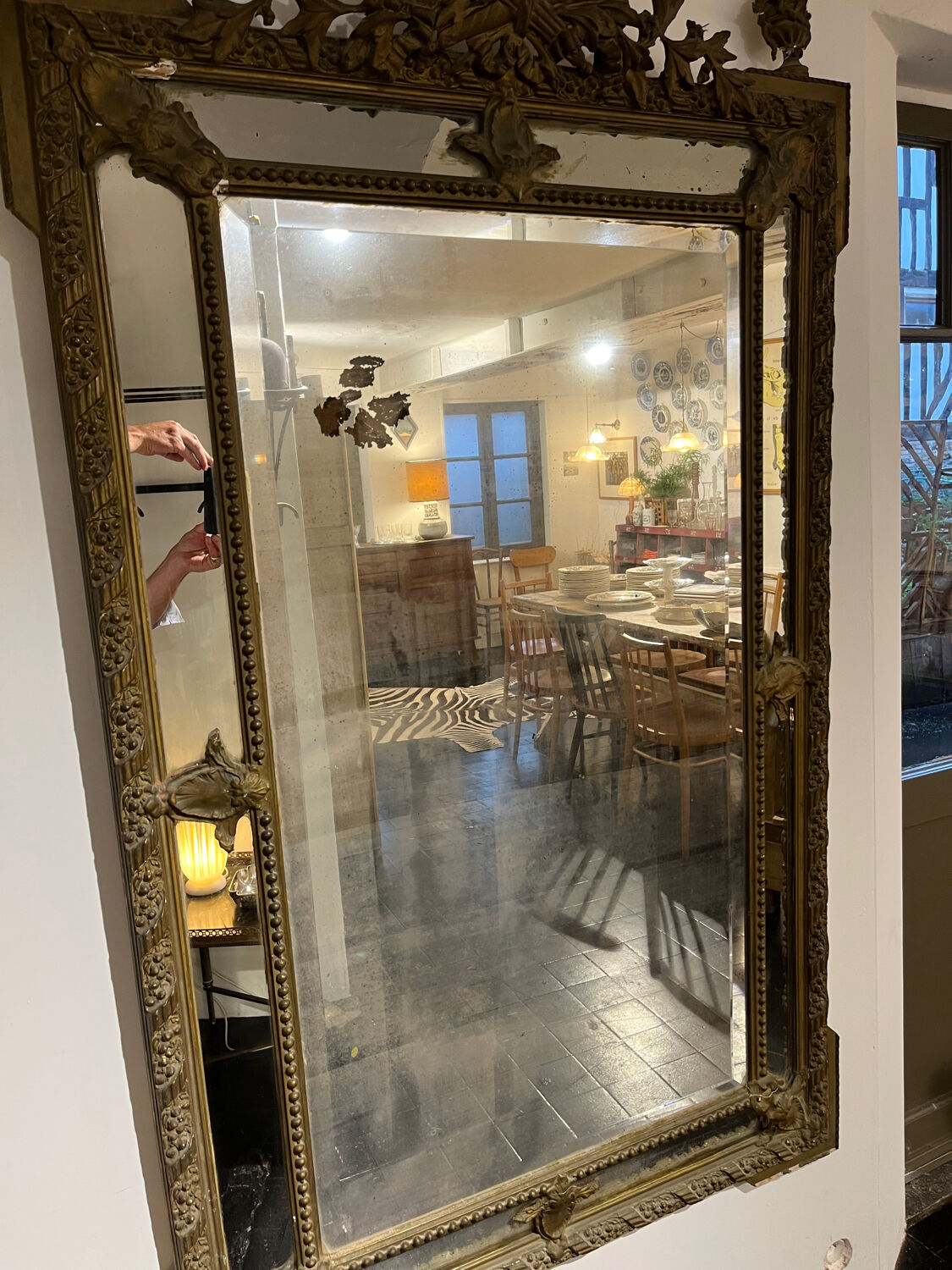 Large beaded mirror 19th