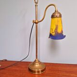 Art Deco brass and glass desk lamp signed "Frères Muller", 1920s