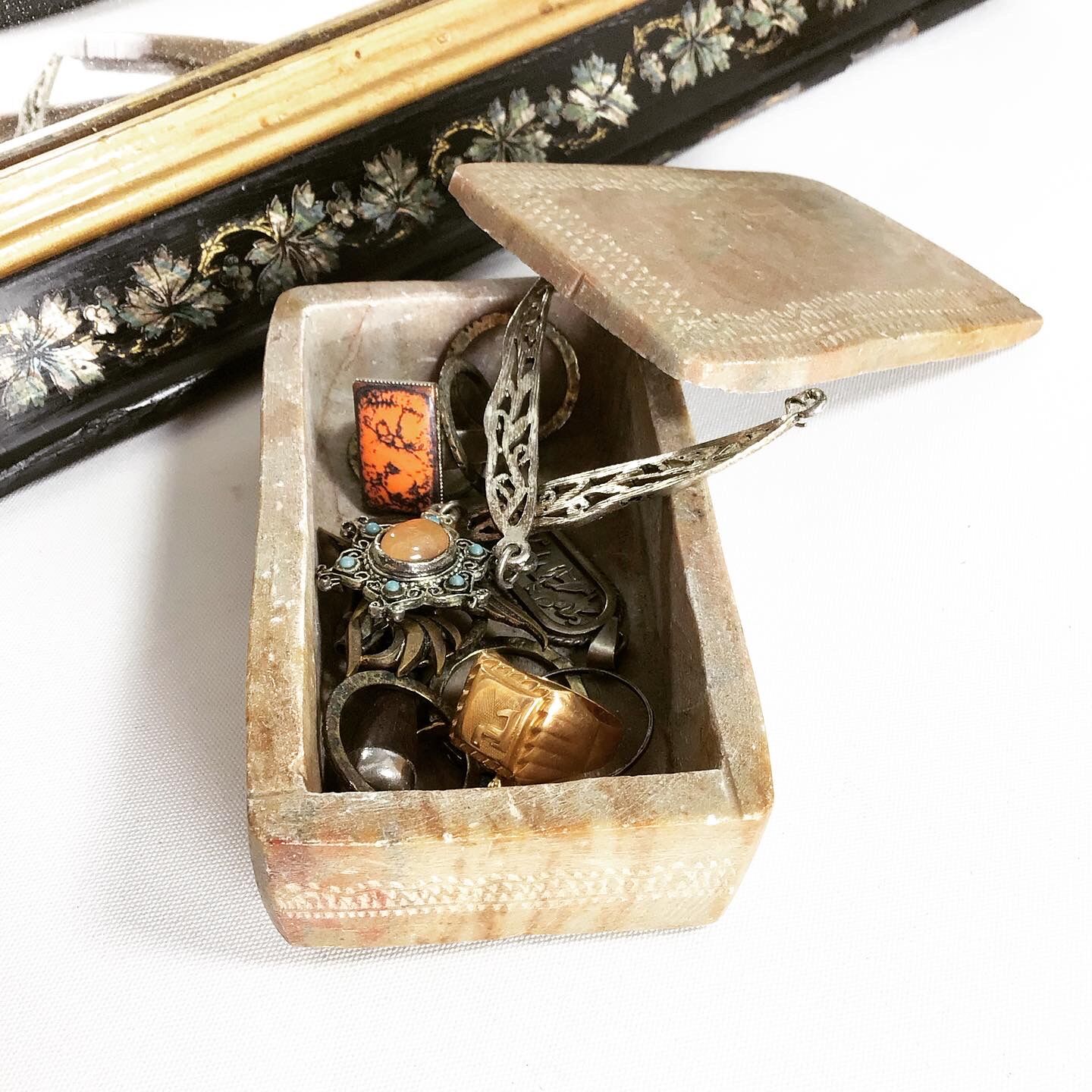 Brutalist carved stone box