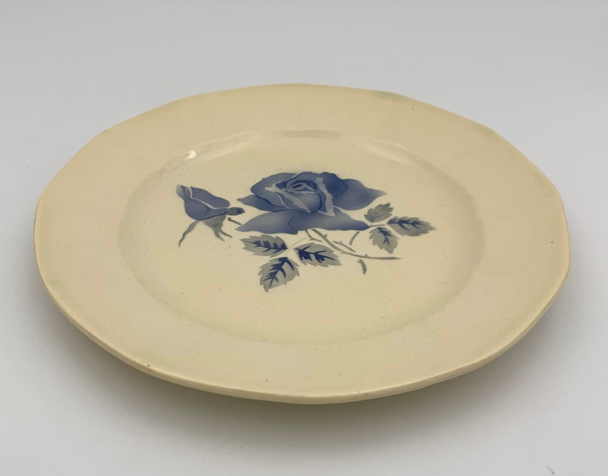 8 assiettes à dessert vintage faïence terre de fer Digoin, années 1940