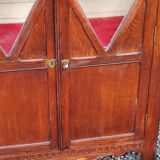 Library in solid oak and walnut, late 19th century