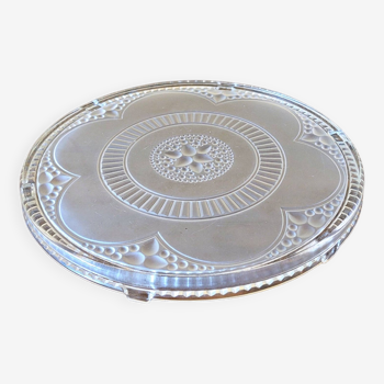 Art deco decoration trivet in transparent and opaque/frosted glass