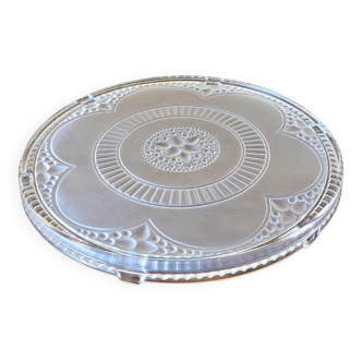 Art deco decoration trivet in transparent and opaque/frosted glass