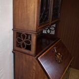 Antique Edwardian Bureau Bookcase with Inlaid Floral Detail – Early 20th Ce