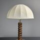 Midcentury brutalist wood turned mushroom table lamp, Charles Dudouyt style