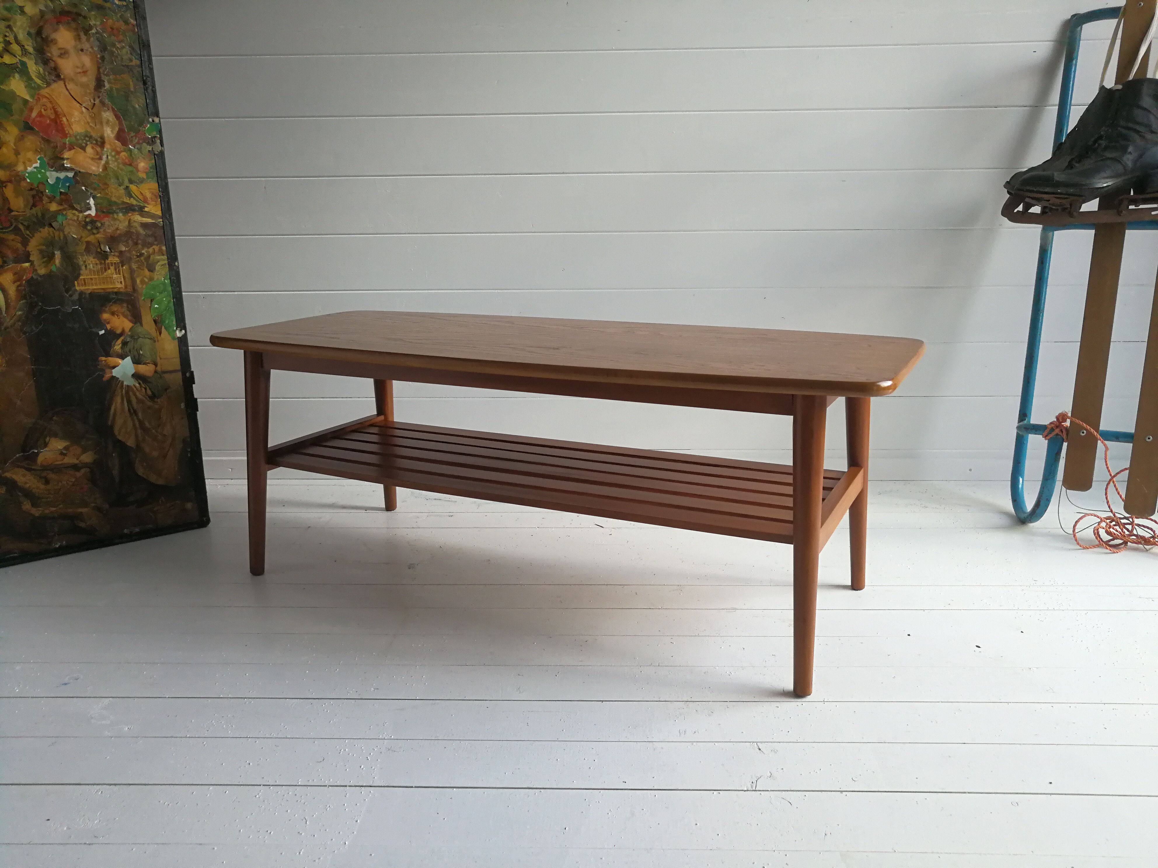 Mid century vintage oak coffee table