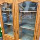 Antique marquetry wooden display cabinet