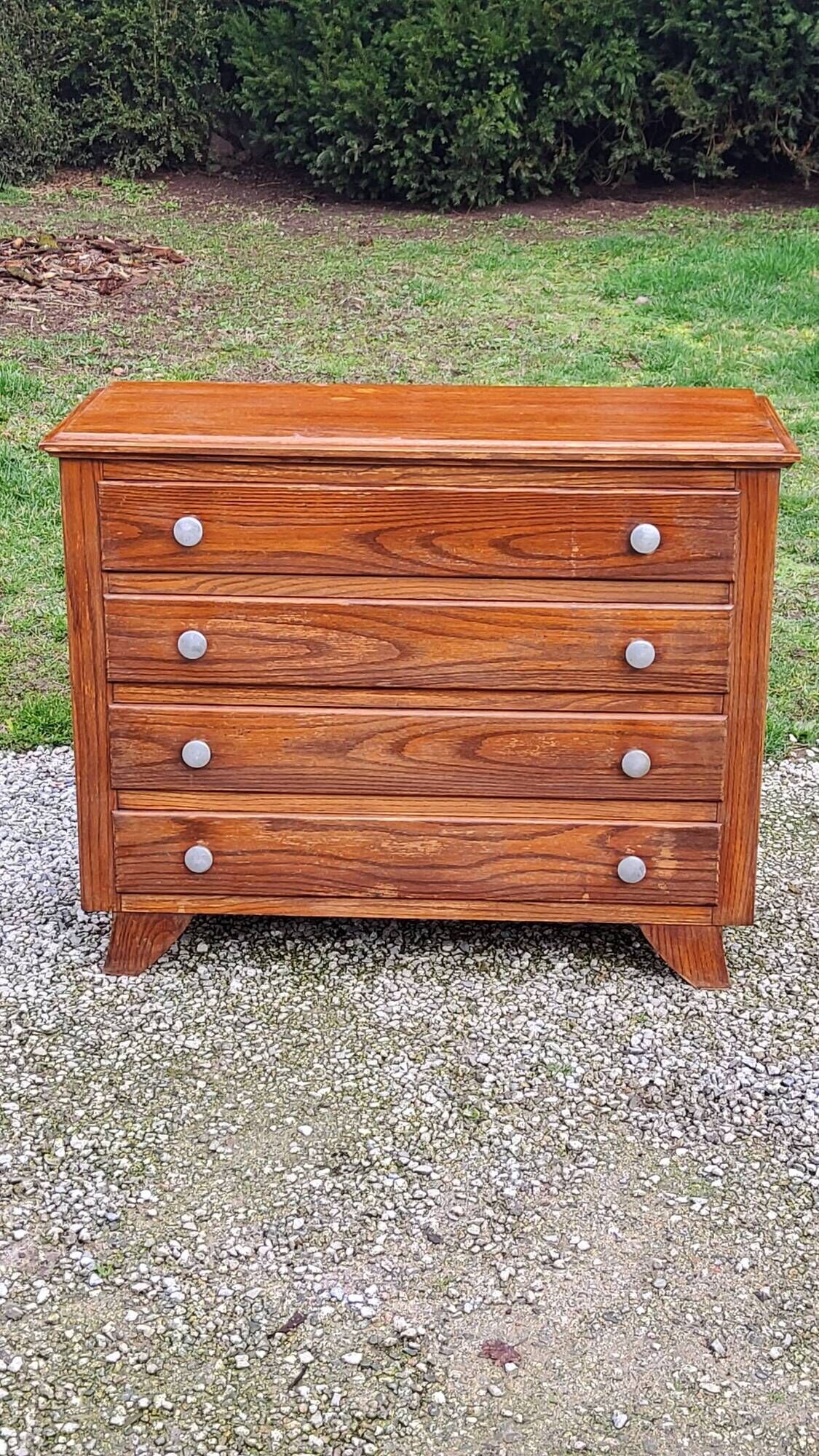 Vintage oak chest of drawers from the 50s compass feet 4 drawers