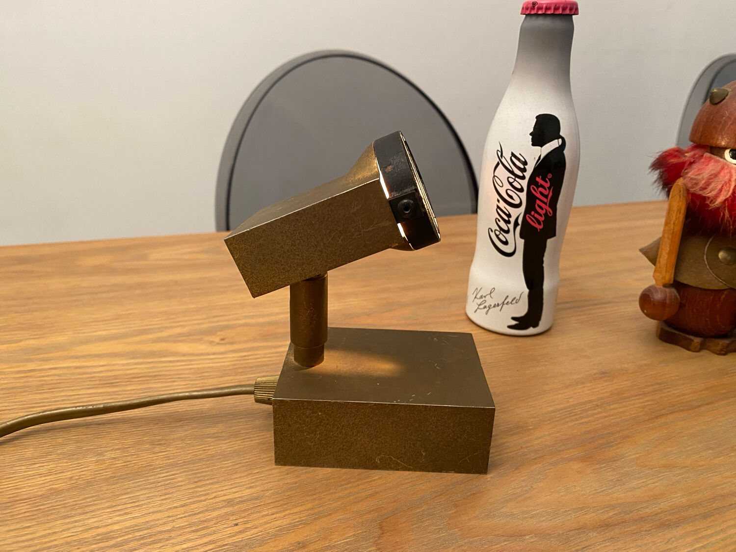 Halogen spot lamp solid brass modernist vintage design 70s