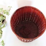 Wastepaper bin, basket, Wicker, Red