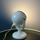 Mid-century small white space age eyeball table lamp