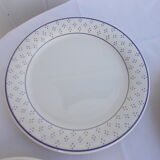 Ensemble 4 assiettes plates blanche et bleu