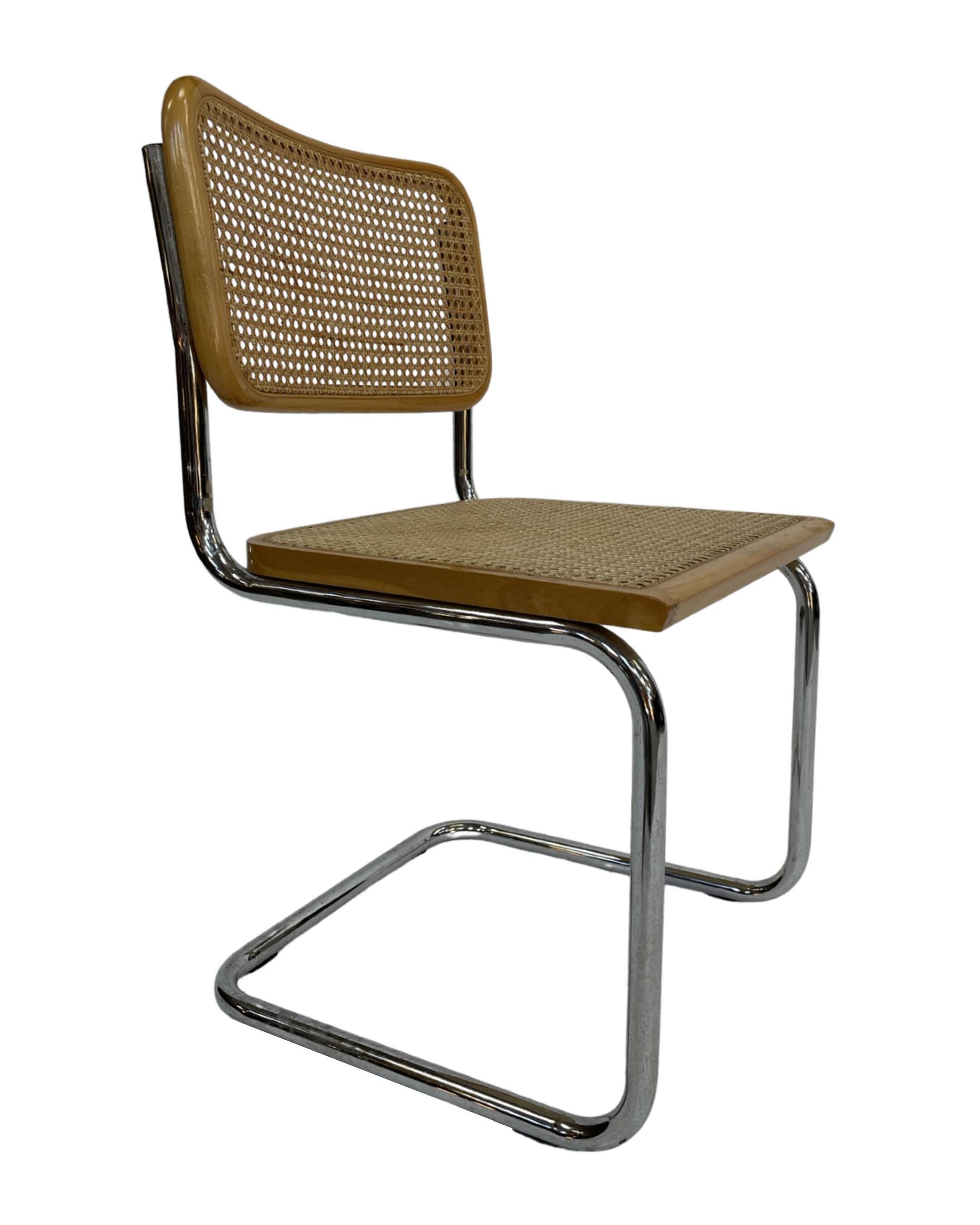 Set of 4 Cesca chairs model b32 in chrome made in italy by Marcel Breuer