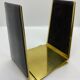Vintage bookends, black leather and brass