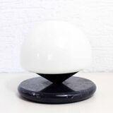 Mushroom lamp in marble and opaline glass