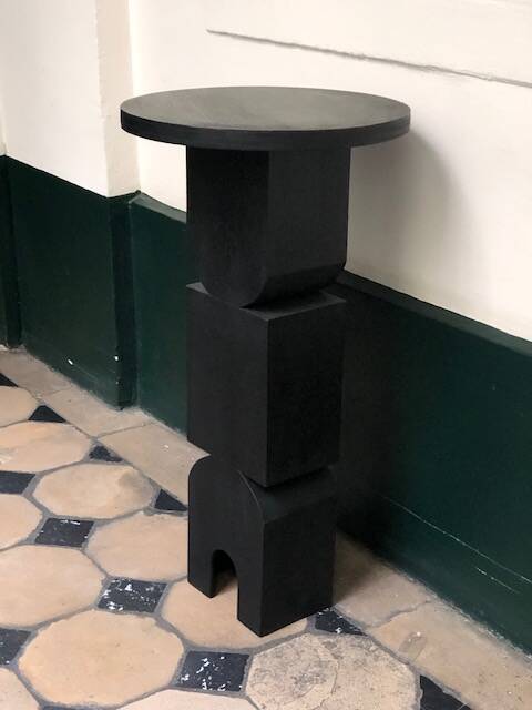 Sellette - Table d'appoint en bois teinté noir