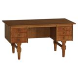 Free-standing oak desk, Mid-century modern Danish, Henning Kjærnulf, 1950s