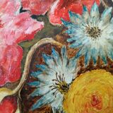 Tableau ancien "fleurs dans un vase de chine"