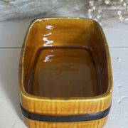 Vintage Portuguese faience butter dish with wood effect, Secla.