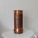 Vintage brutalist umbrella stand in hammered copper with a wood effect.