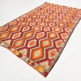6x10 Soft Red and Orange Turkish Kilim Rug