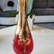 Vase/Ewer in blown Murano Art Glass/Trefuochi model, in ruby red & gold colours
