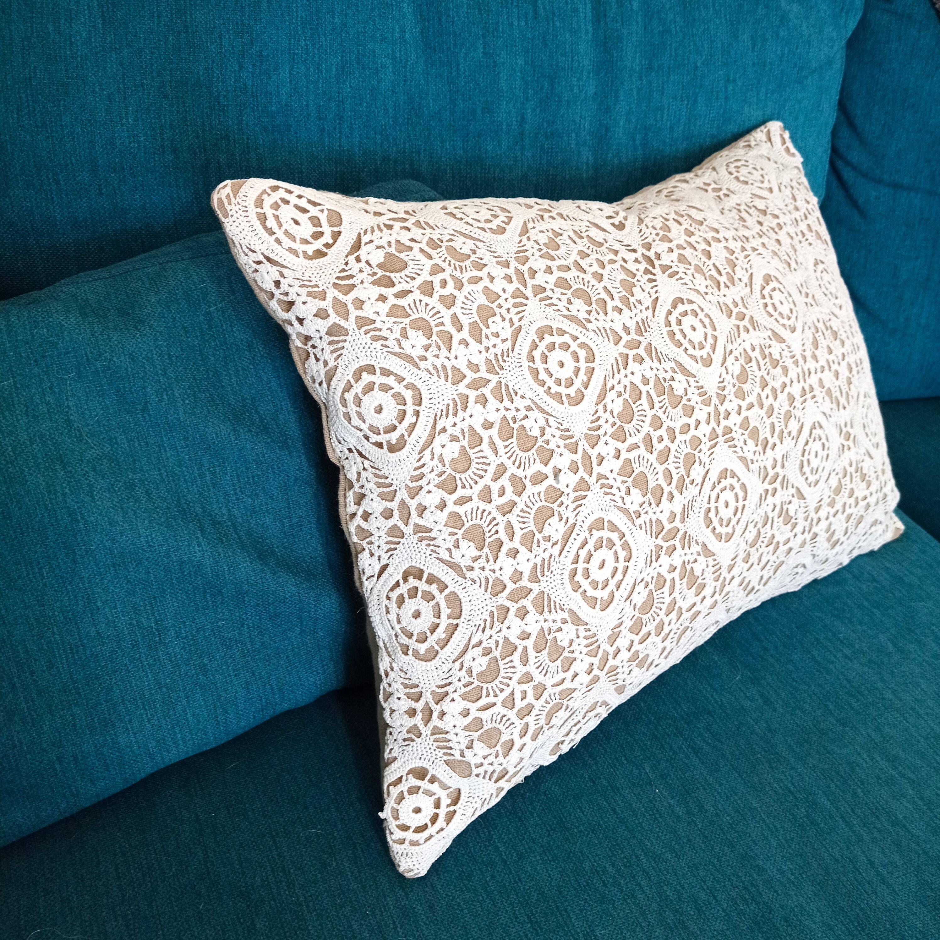 Coussin Lin et coton crochet