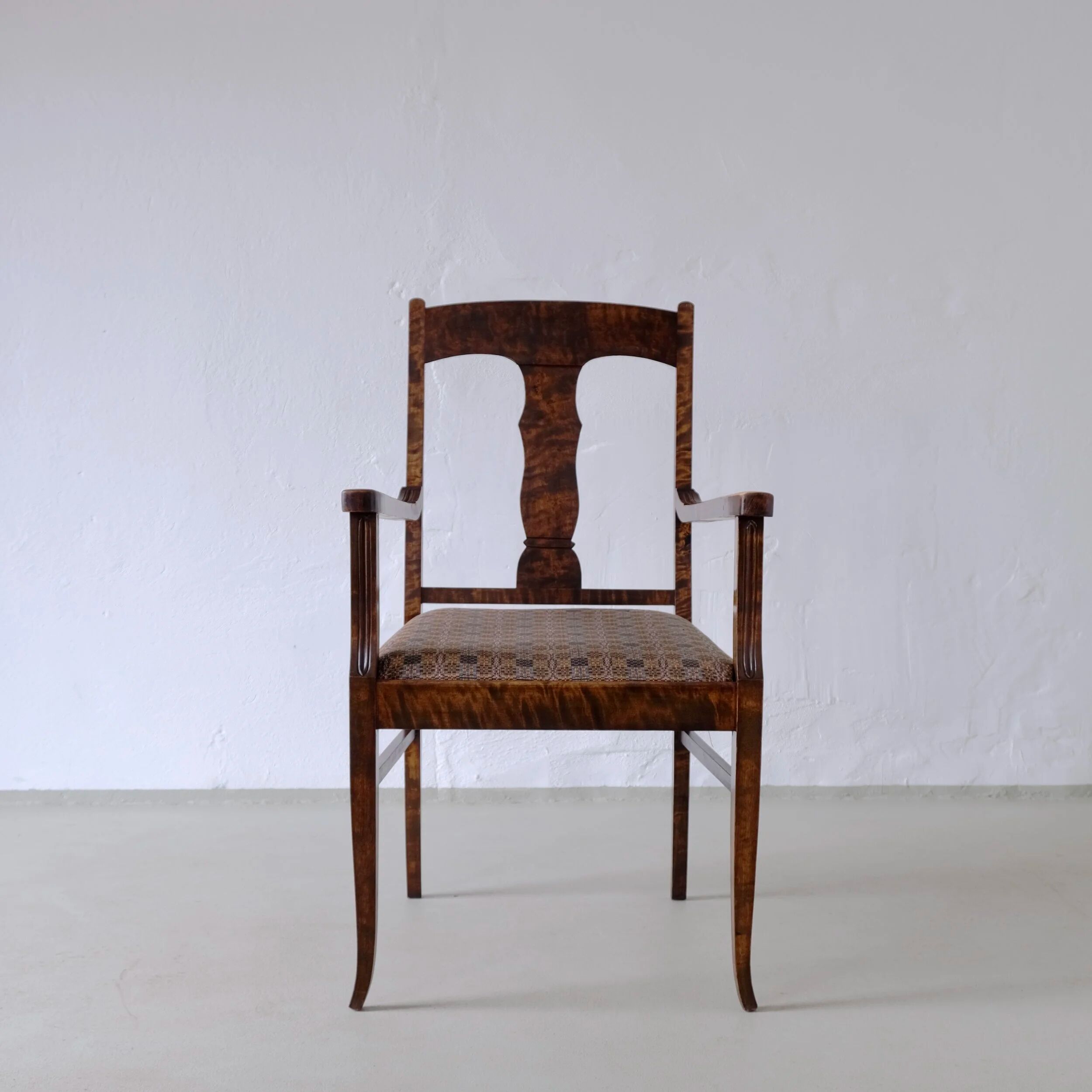 Biedermeier satin birch armchairs | Sweden | set of 2