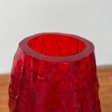 Thick glass vase with heavy bark, German mid-century by Ingrid Glas, Germany, 1960s.