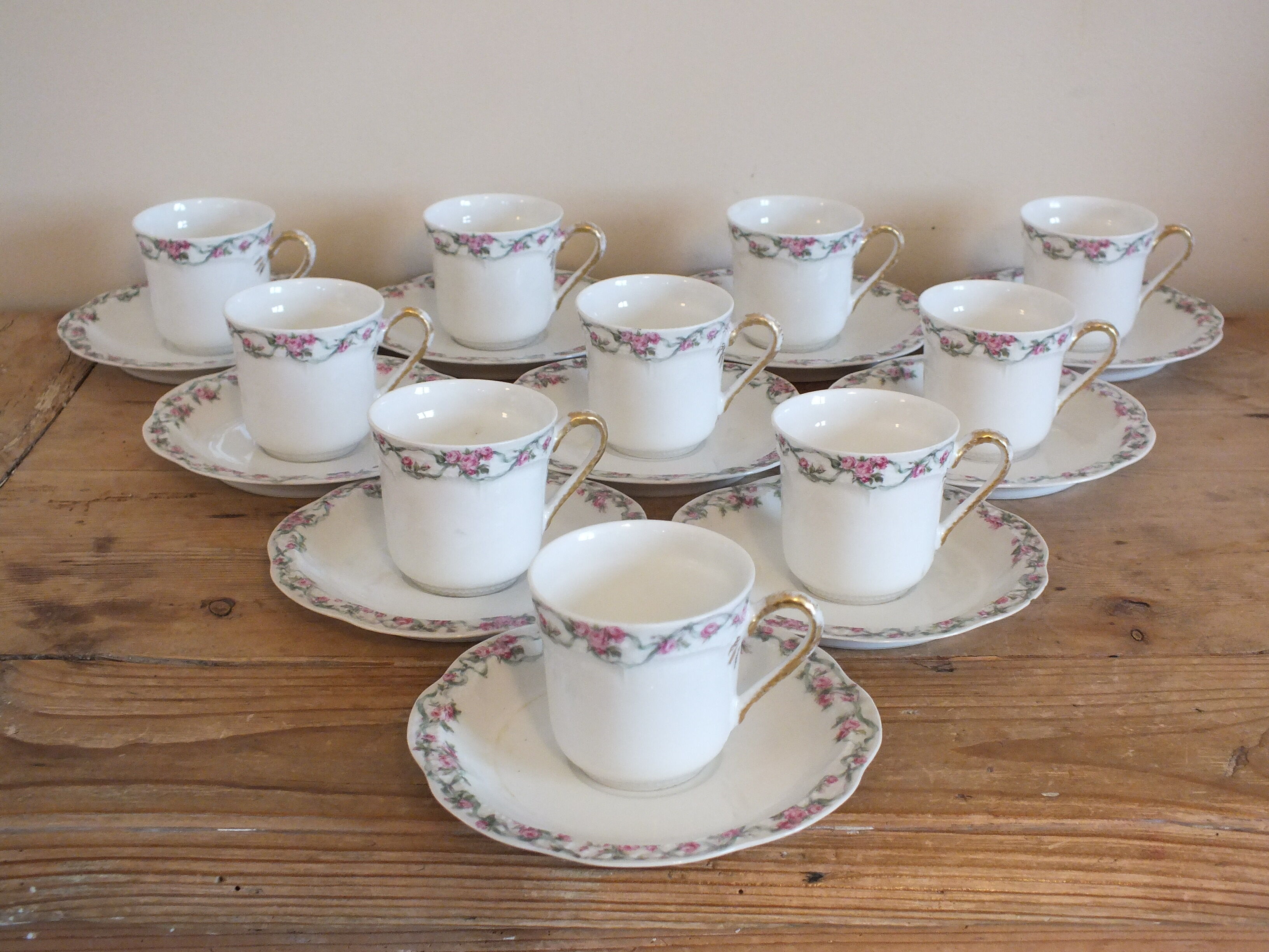 Majorelle Nancy for Haviland suite of 10 porcelain coffee cups