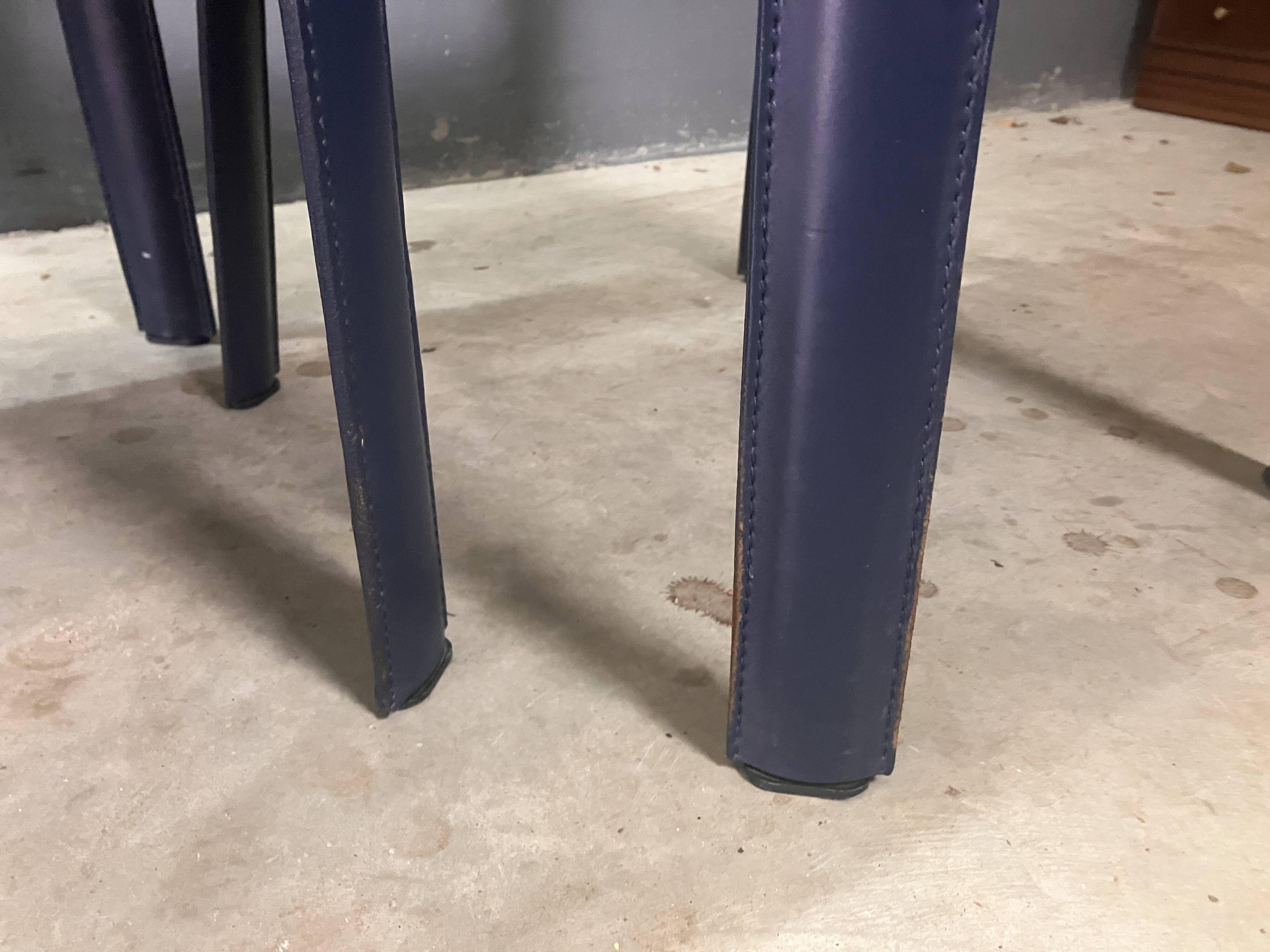 CHairs leather blue Italian Design Giancarlo Vegni