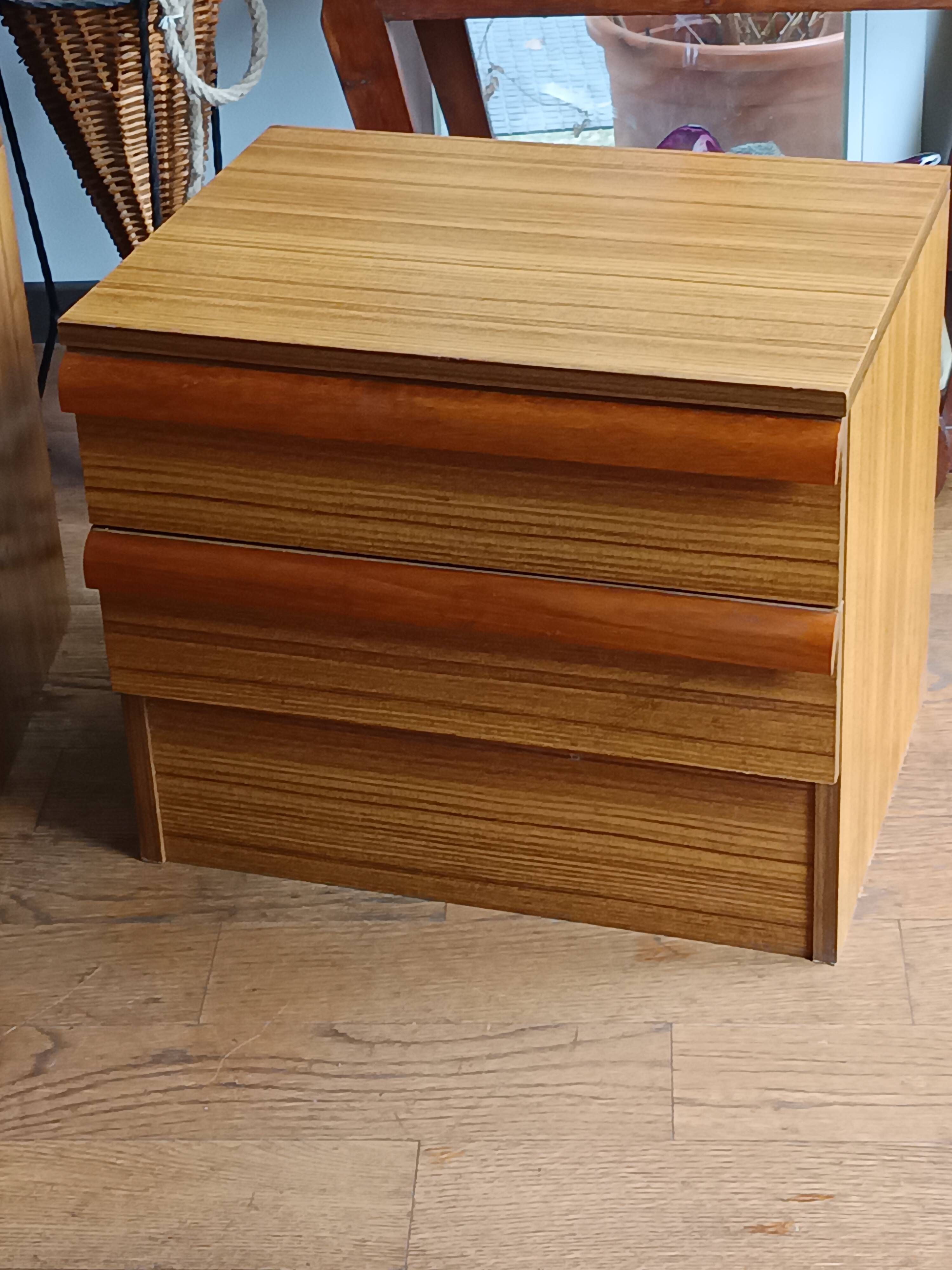 vintage bedside tables in elm by Simat Doubinski Brothers