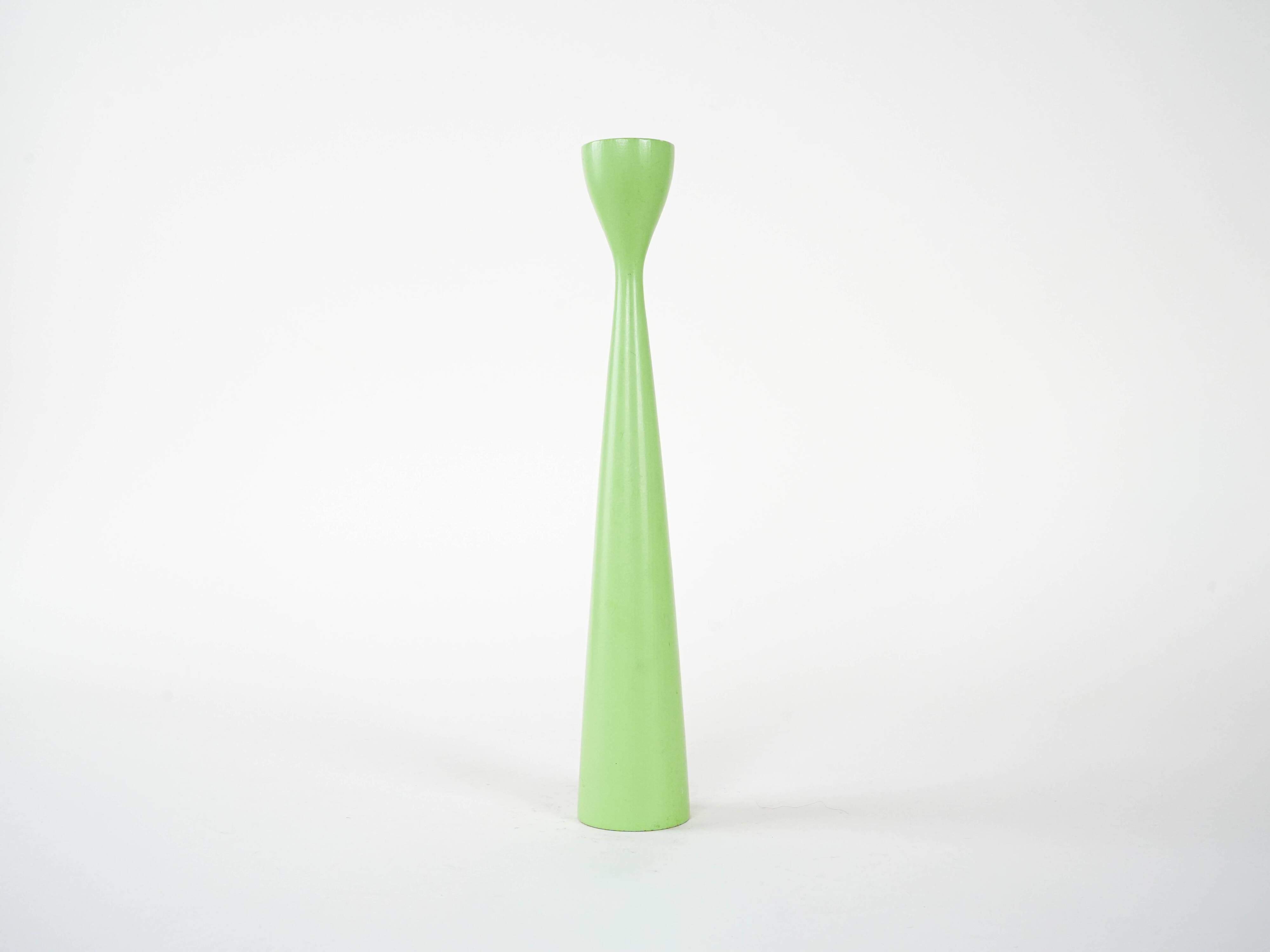 Bougeoir vert pastel, design danois, années 1970, fabriqué au Danemark
