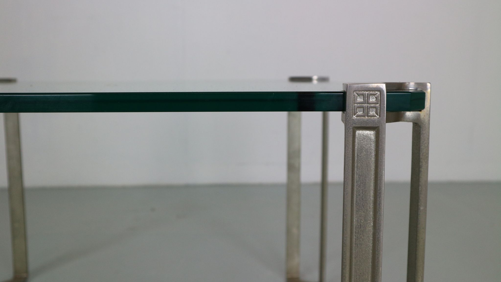 Peter Ghyczy for Ghyzcy Square Glass Coffee Table, 1970's Hollywood Regency