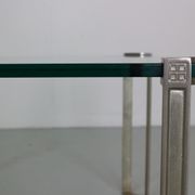 Peter Ghyczy for Ghyzcy Square Glass Coffee Table, 1970's Hollywood Regency