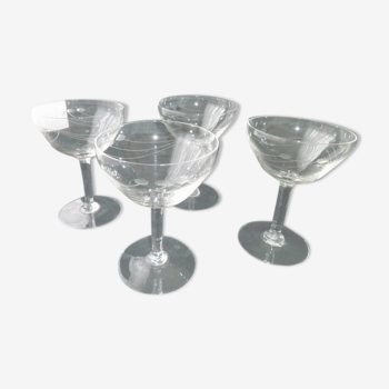 Set of 4 vintage glass champagne glasses ground décor