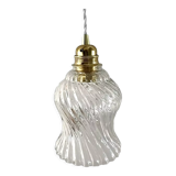 Vintage portable lamp in electrified chiseled glass to nine