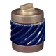 Tommaso Barbi Blue Glazed Ceramic and Brass-Toned Metal Table Lighter, 1970