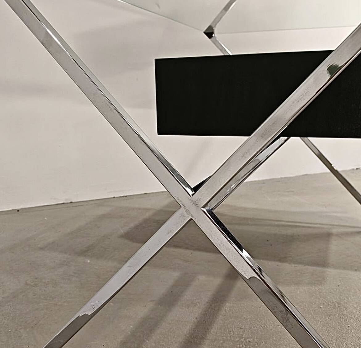 Chrome desk, glass and wood by Franco Albini for Knoll International.