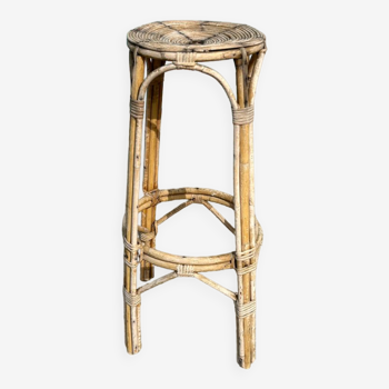 High rattan wicker bar stool from the 60s