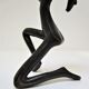 Sculptural candlestick anthropomorphic bronze blackened with woman's figure 70s