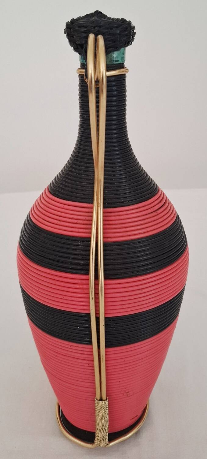 Vintage black and fushia scoubidou bottle