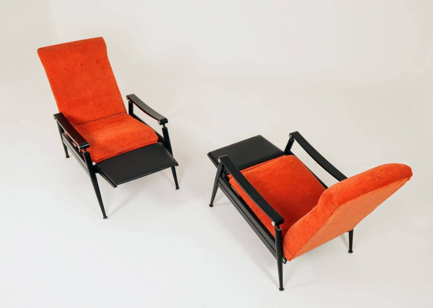 Set two Mid Century Armchairs, Reclining function, Original Condition